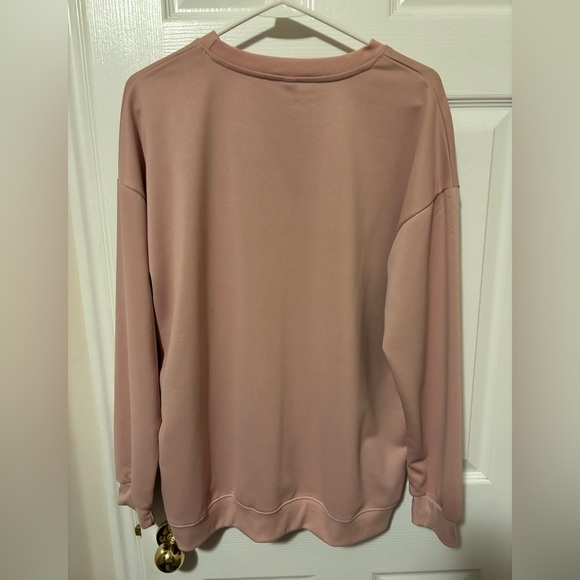 Blush Pink Crew Neck Sweatshirt - Cozy Comfort - Picture 3 of 4